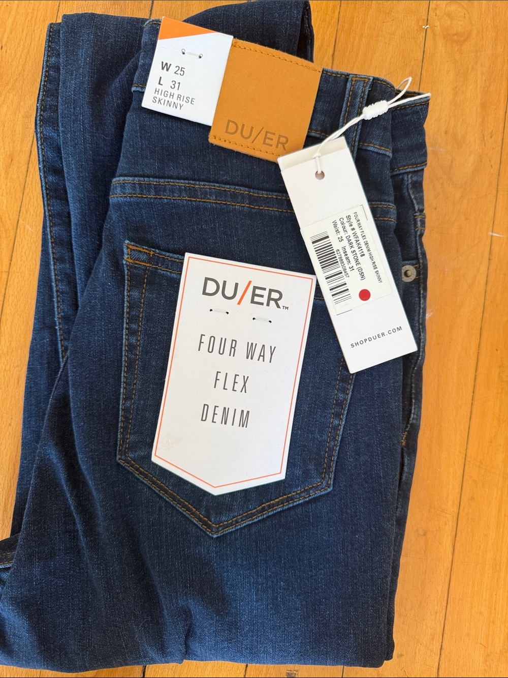 DU/ER High-Rise Skinny Jeans in Dark Indigo — NWT 25/31